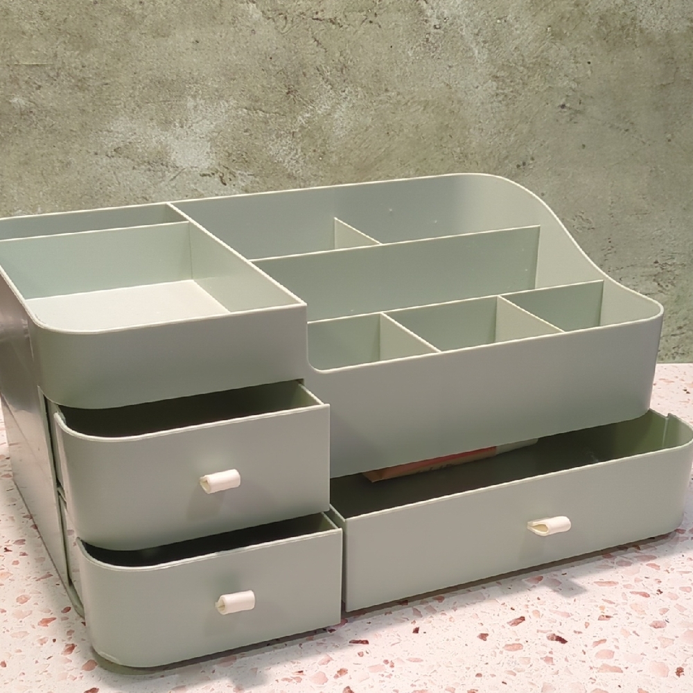 Cosmetics Organizer Desk Organizer Light Green 3 Drawer